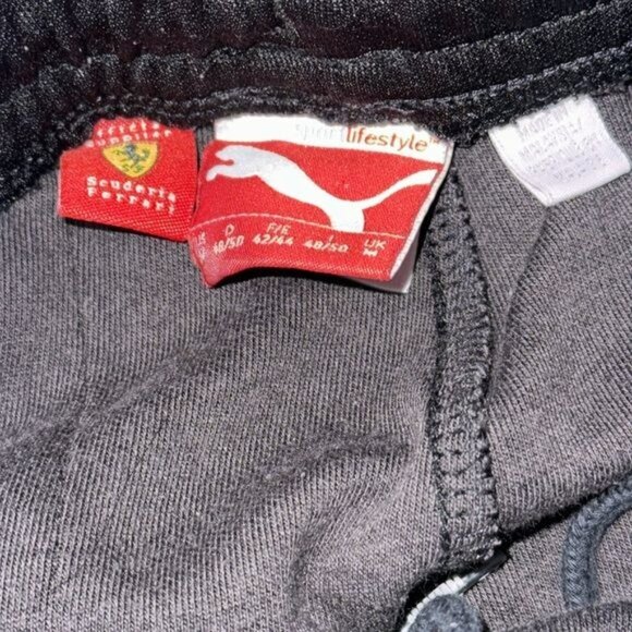 Puma Ferrari Black Track Pants Size M With Red Logo & Green-Red Stripe Accents - Picture 4 of 11